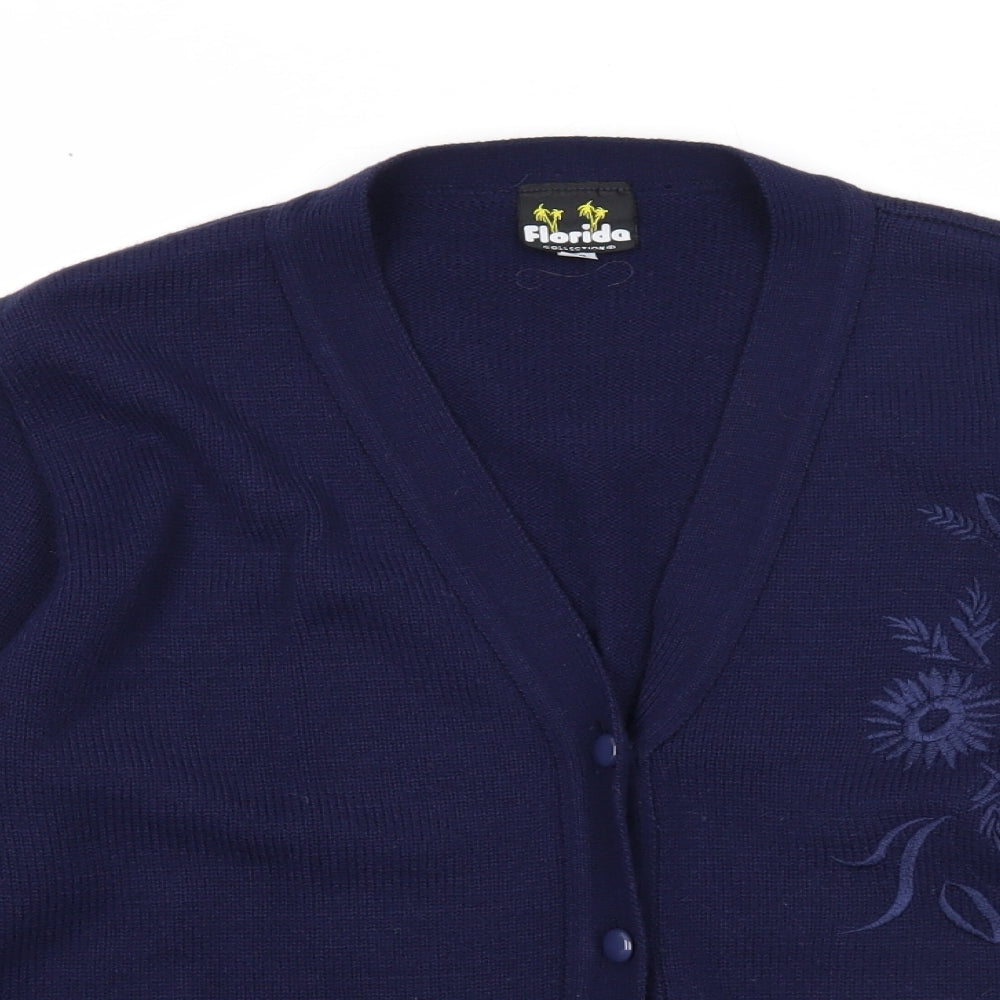 Womens UK Size M Florida Blue Cardigan Jumper