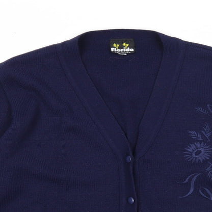 Womens UK Size M Florida Blue Cardigan Jumper