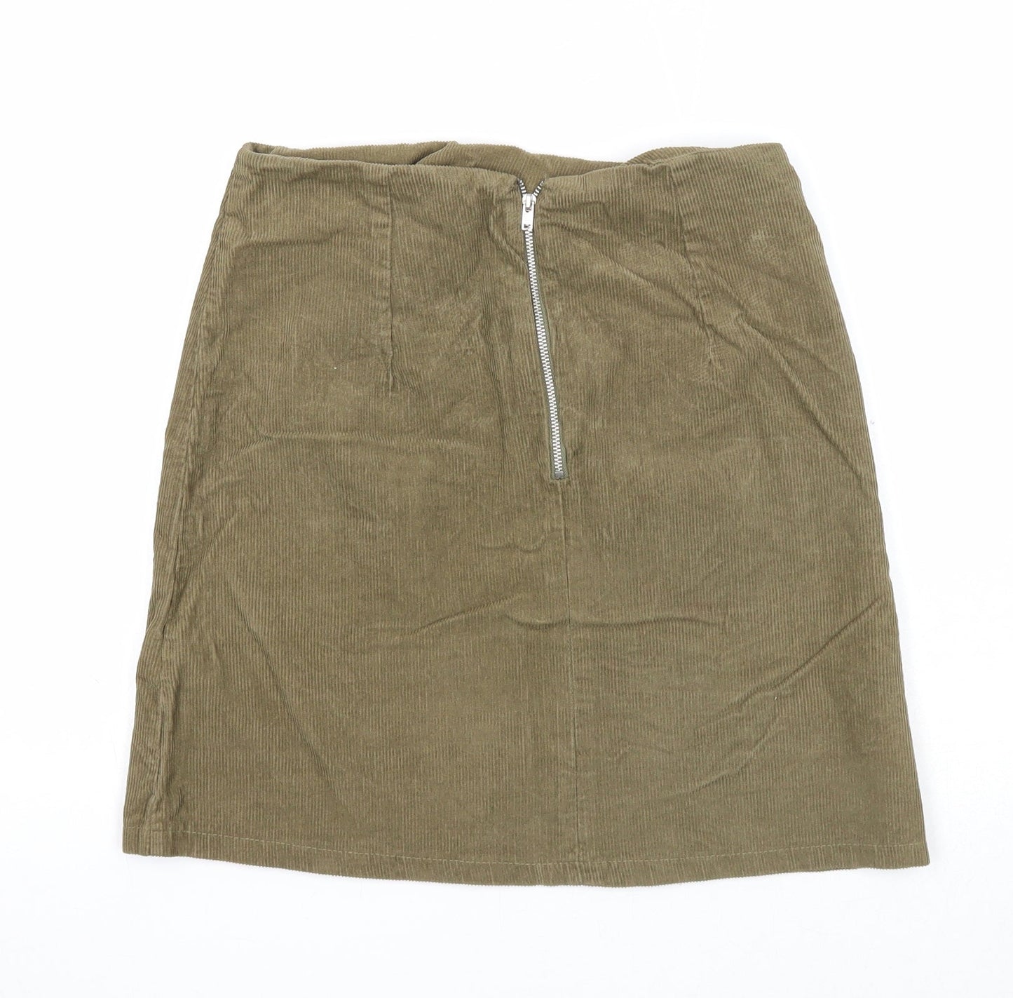 New Look Womens Green Polyester A-Line Skirt Size 6 Zip