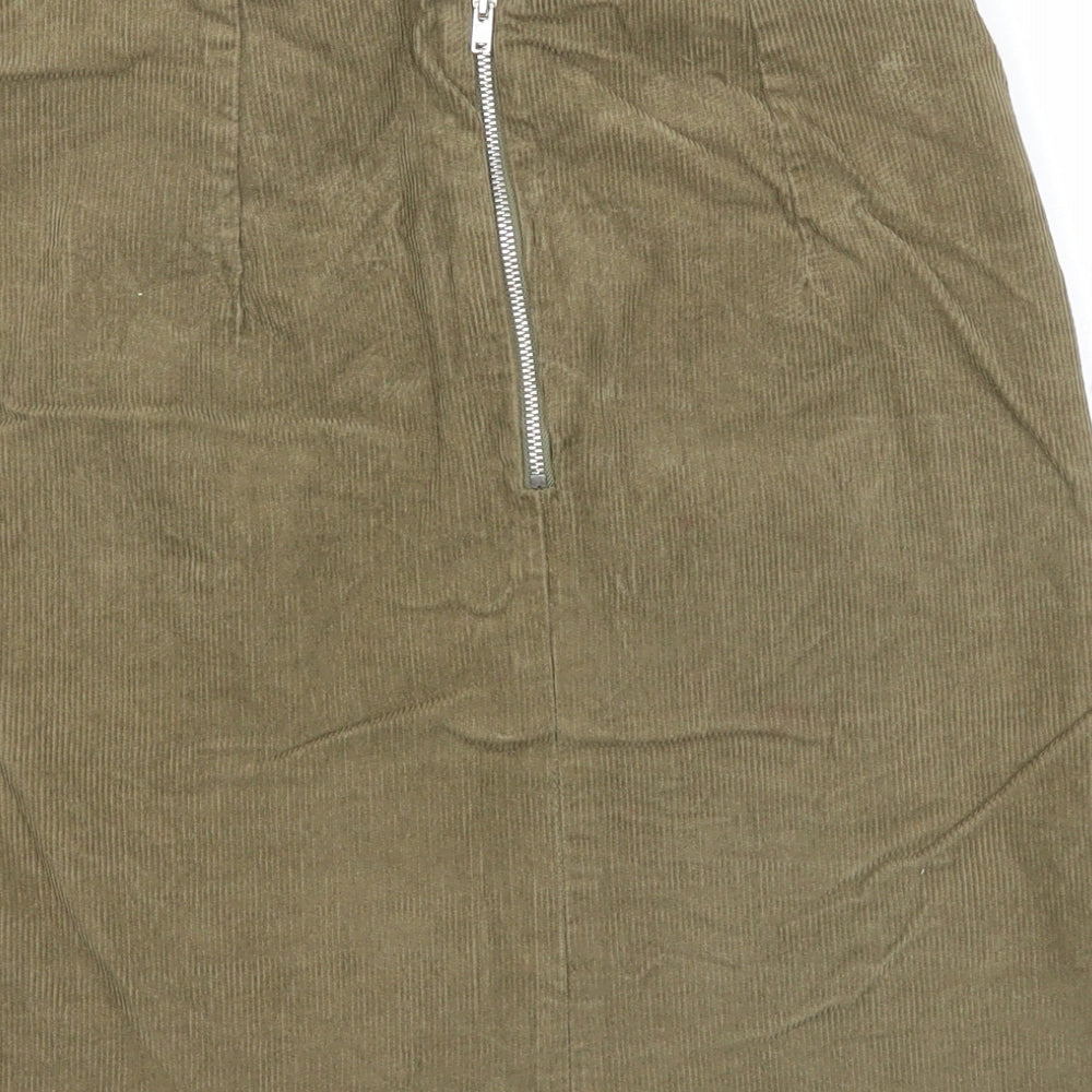 New Look Womens Green Polyester A-Line Skirt Size 6 Zip
