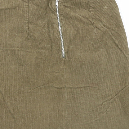 New Look Womens Green Polyester A-Line Skirt Size 6 Zip
