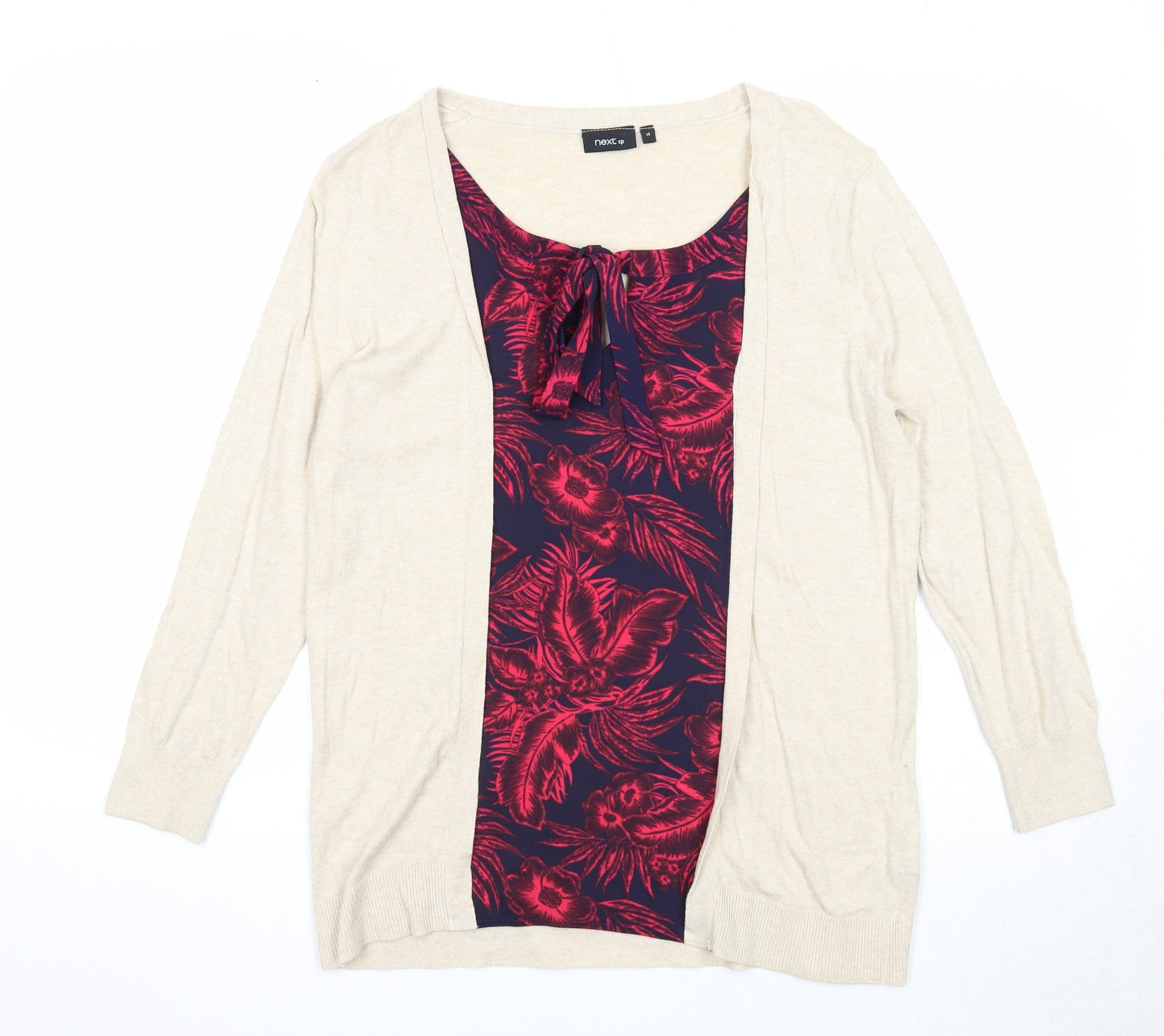 NEXT Womens Beige Scoop Neck Polyester Cardigan Jumper Size 14 - Twin Set