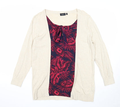 NEXT Womens Beige Scoop Neck Polyester Cardigan Jumper Size 14 - Twin Set