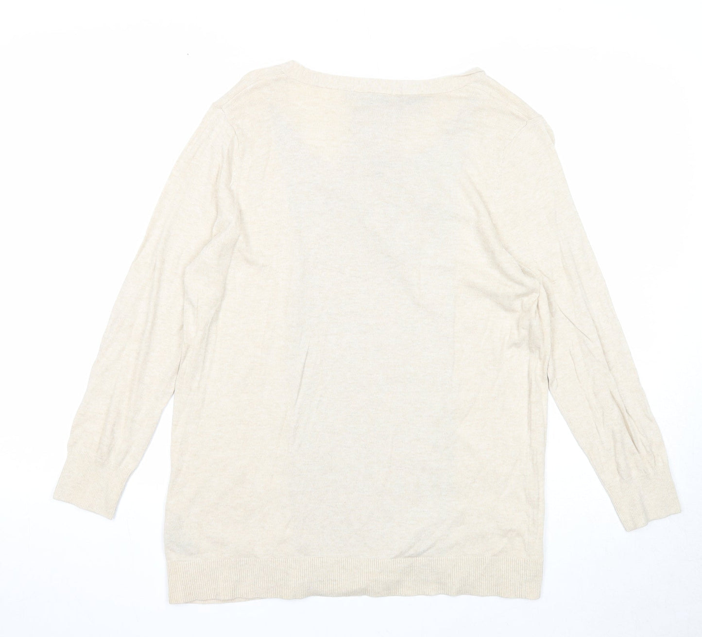NEXT Womens Beige Scoop Neck Polyester Cardigan Jumper Size 14 - Twin Set