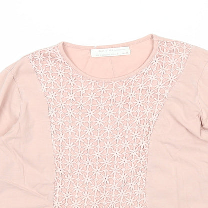 Zara Girls Pink Cotton Basic T-Shirt Size 8 Years Round Neck Pullover