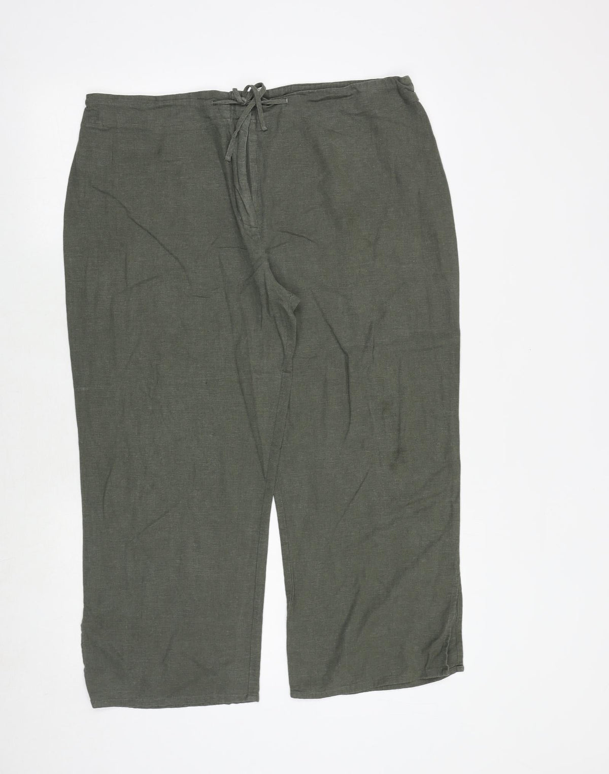 Liquid Womens Green Polyester Cropped Trousers Size 36 in Regular Drawstring