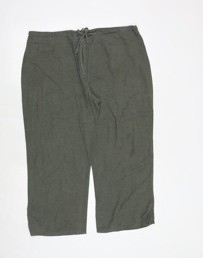 Liquid Womens Green Polyester Cropped Trousers Size 36 in Regular Drawstring