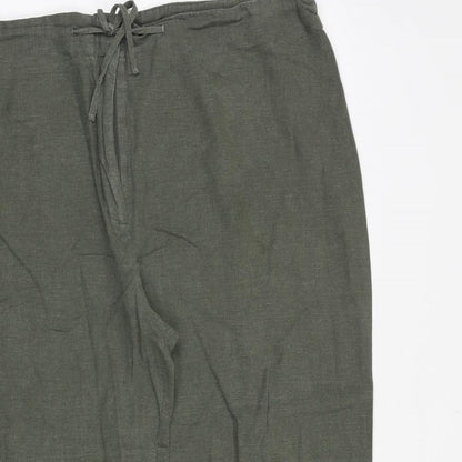 Liquid Womens Green Polyester Cropped Trousers Size 36 in Regular Drawstring