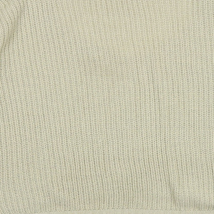 Boohoo Womens Beige V-Neck Acrylic Pullover Jumper Size M