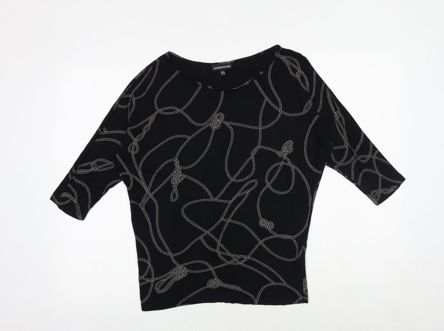 Womens UK Size 8 Warehouse Black Basic Blouse