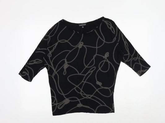 Womens UK Size 8 Warehouse Black Basic Blouse