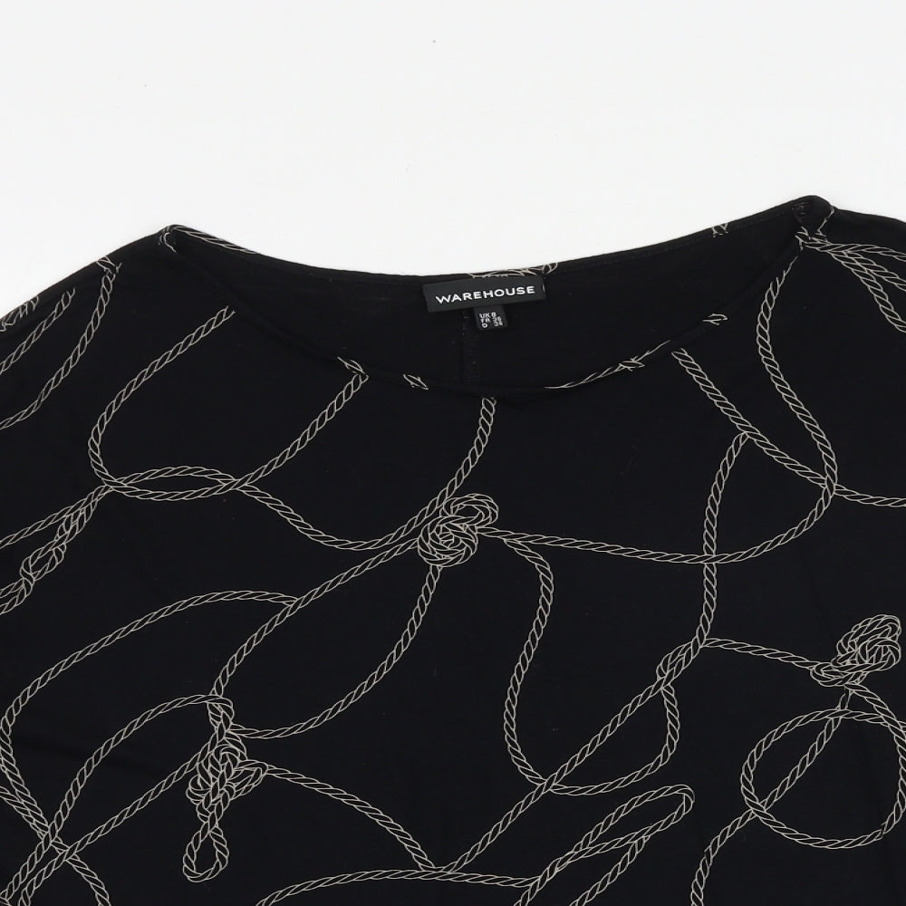 Womens UK Size 8 Warehouse Black Basic Blouse