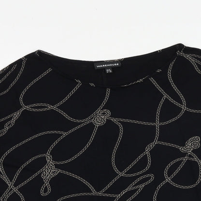 Womens UK Size 8 Warehouse Black Basic Blouse