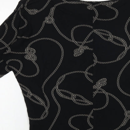 Womens UK Size 8 Warehouse Black Basic Blouse