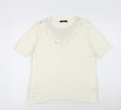 Womens UK Size M Bonmarché Ivory Basic T-Shirt