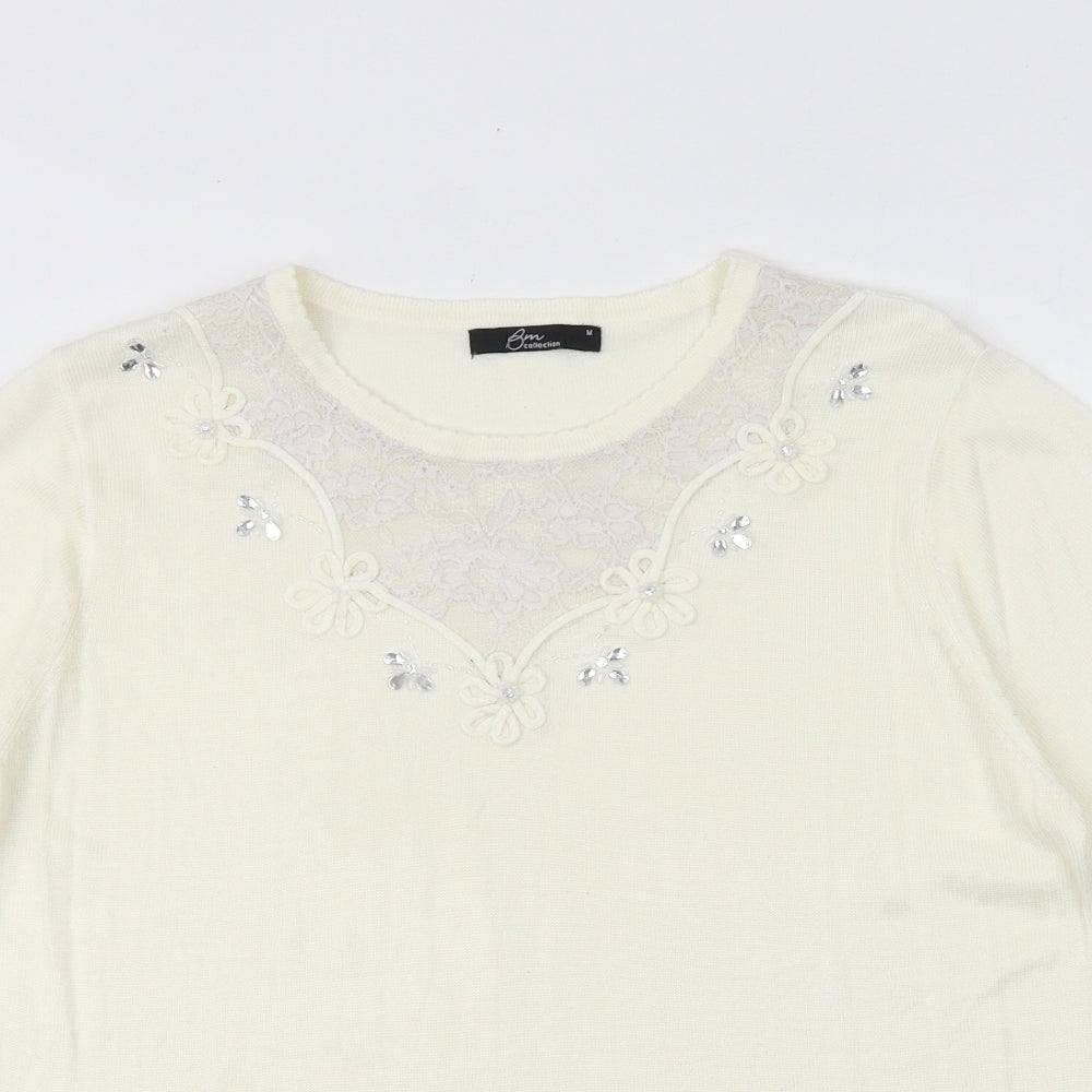 Womens UK Size M Bonmarché Ivory Basic T-Shirt