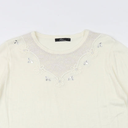 Womens UK Size M Bonmarché Ivory Basic T-Shirt