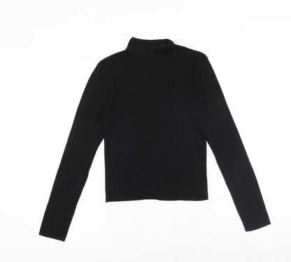 Suchita Womens Black Roll Neck Polyester Pullover Jumper Size S
