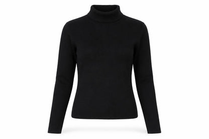 Suchita Womens Black Roll Neck Polyester Pullover Jumper Size S