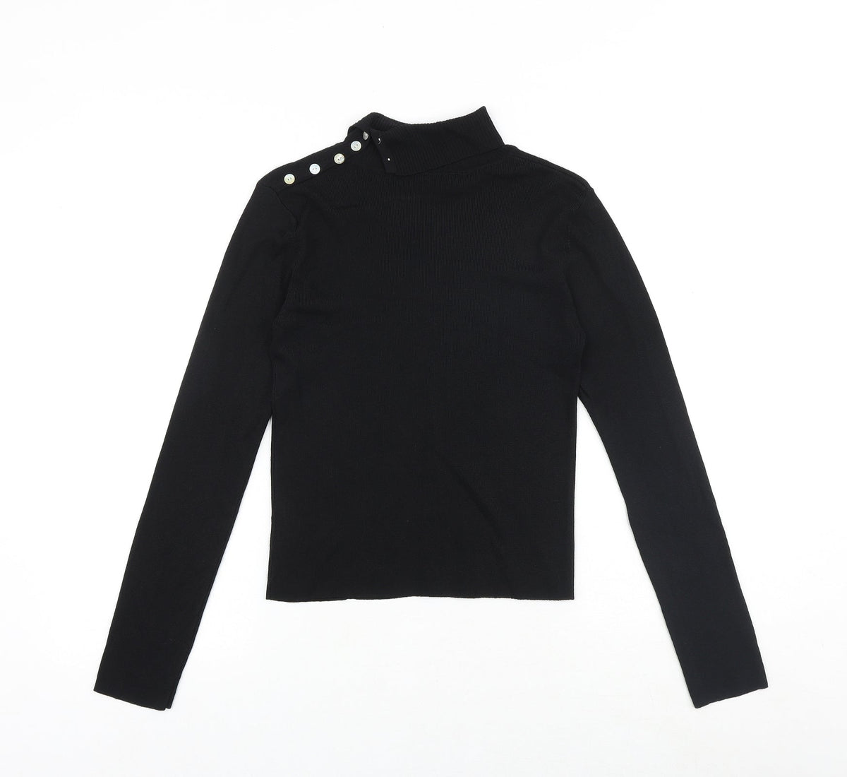 Suchita Womens Black Roll Neck Polyester Pullover Jumper Size S