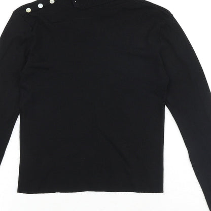 Suchita Womens Black Roll Neck Polyester Pullover Jumper Size S