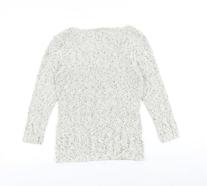 Kaliko Womens Multicoloured V-Neck Silk Pullover Jumper Size 8