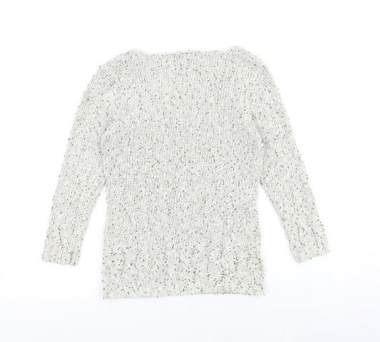 Kaliko Womens Multicoloured V-Neck Silk Pullover Jumper Size 8