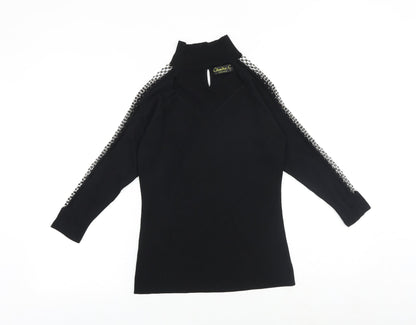 Claudia C Womens Black Mock Neck Viscose Pullover Jumper Size S