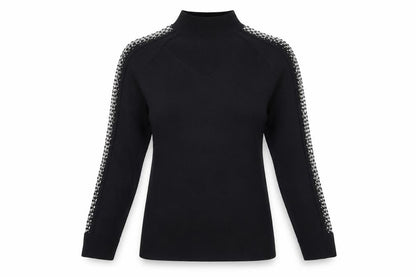 Claudia C Womens Black Mock Neck Viscose Pullover Jumper Size S