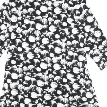 Banke.B Womens Black Geometric Viscose Basic Blouse Size 10 Round Neck