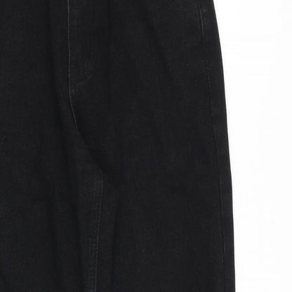 PRETTYLITTLETHING Womens Black Cotton Straight Jeans Size 8 Relaxed Zip