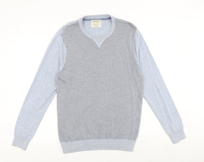 Burton Mens Blue Round Neck Geometric Cotton Pullover Jumper Size M Long Sleeve