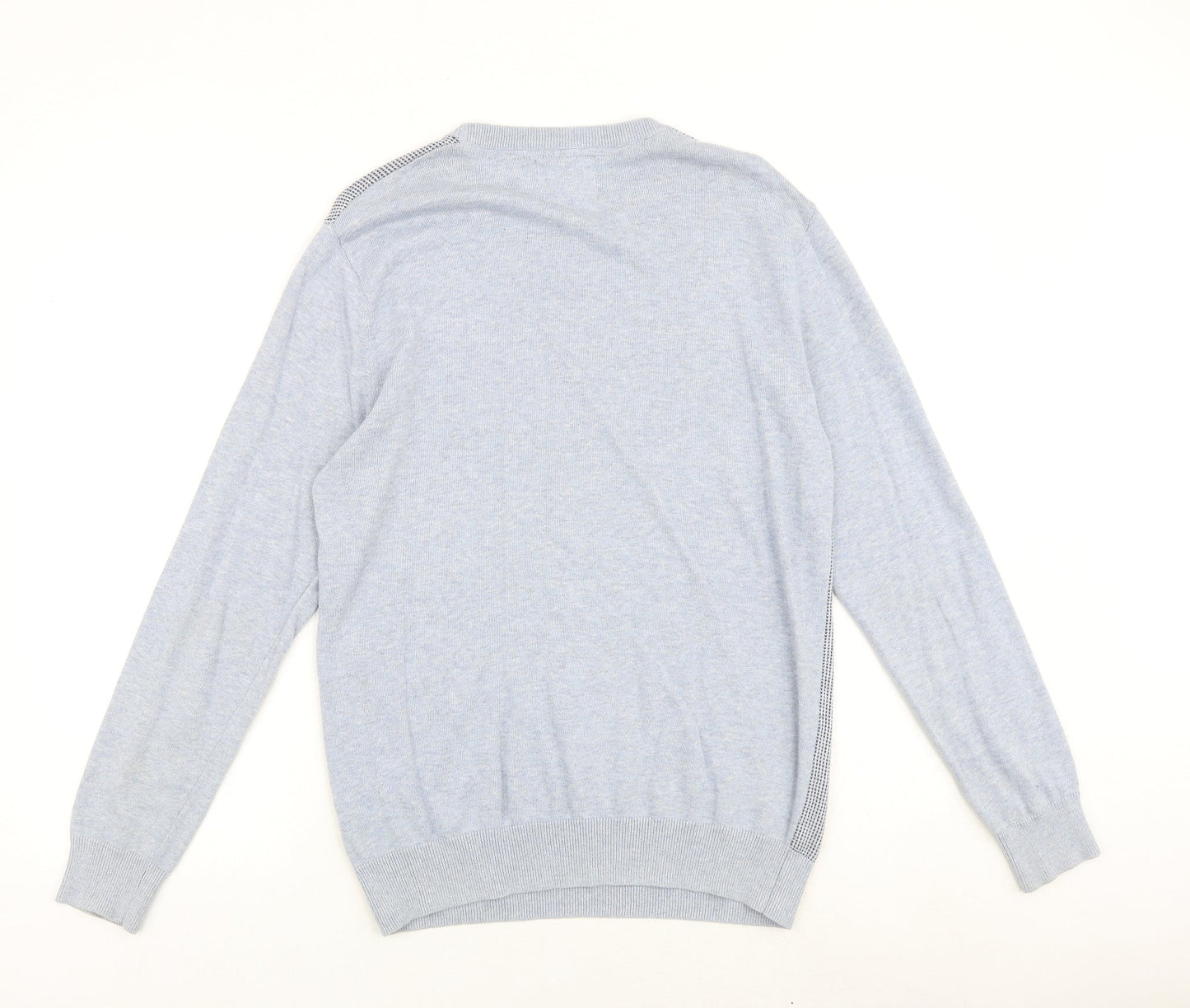 Burton Mens Blue Round Neck Geometric Cotton Pullover Jumper Size M Long Sleeve