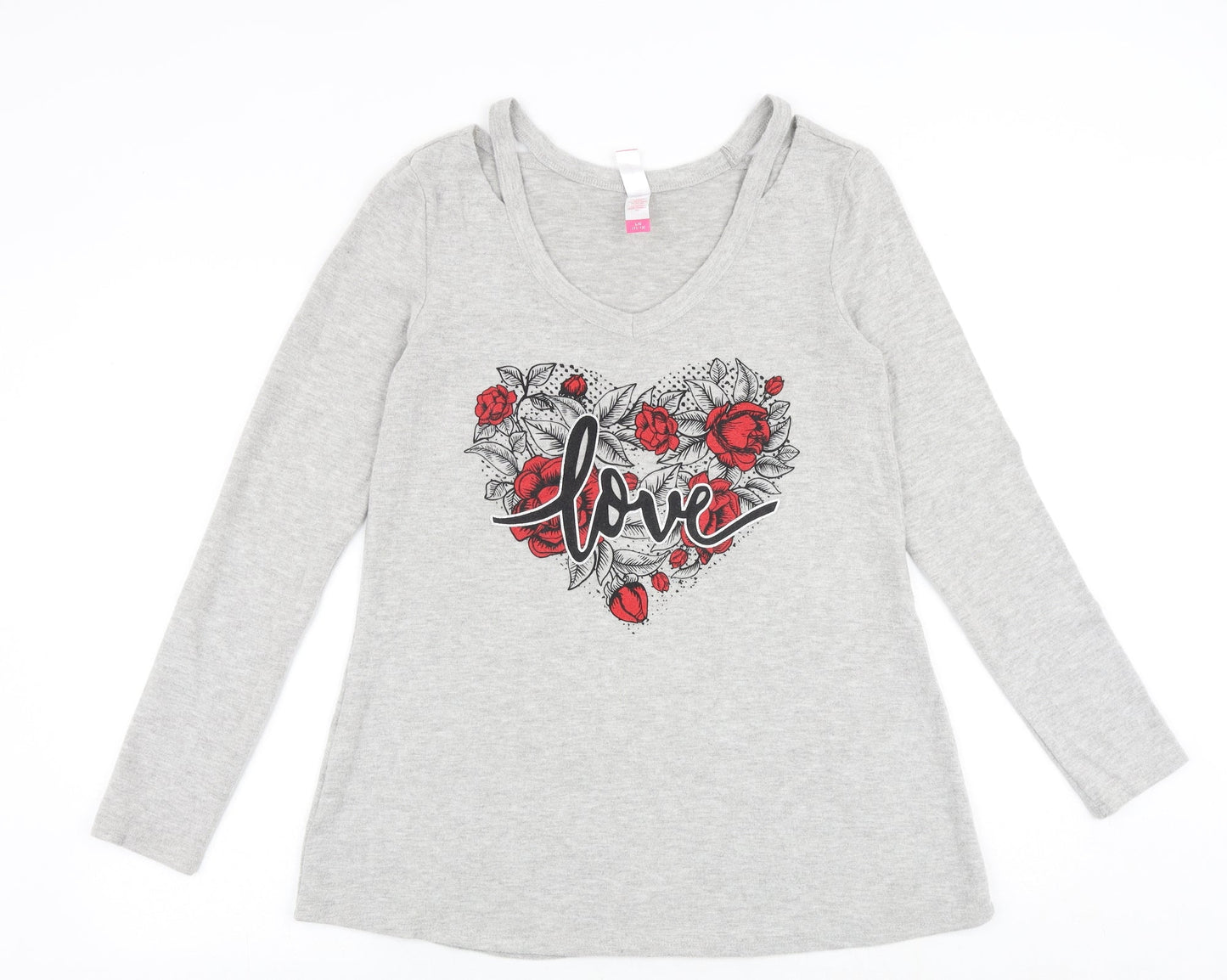 No Boundaries Girls Grey Polyester Jumper Dress Size 12-13 Years Round Neck Pullover - Love