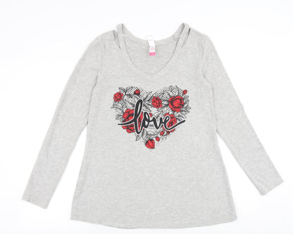 No Boundaries Girls Grey Polyester Jumper Dress Size 12-13 Years Round Neck Pullover - Love