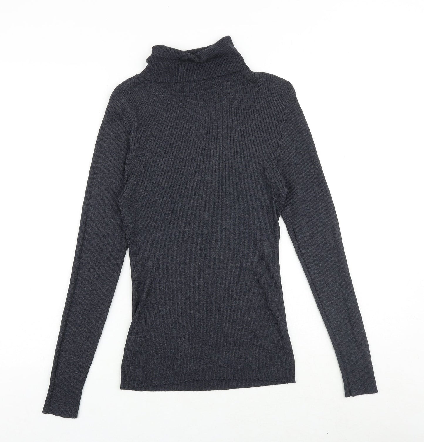 CASS Womens Grey Roll Neck Polyester Pullover Jumper Size L