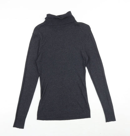 CASS Womens Grey Roll Neck Polyester Pullover Jumper Size L