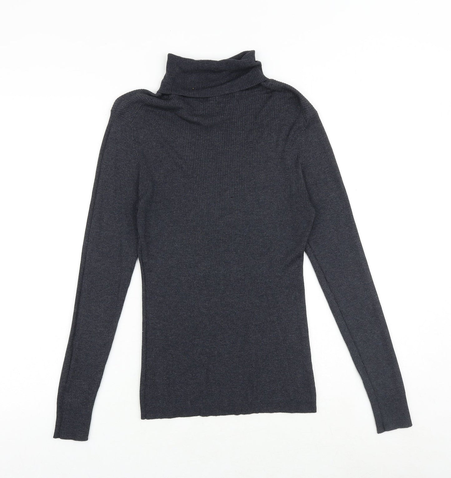 CASS Womens Grey Roll Neck Polyester Pullover Jumper Size L