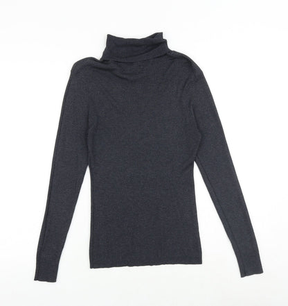 CASS Womens Grey Roll Neck Polyester Pullover Jumper Size L