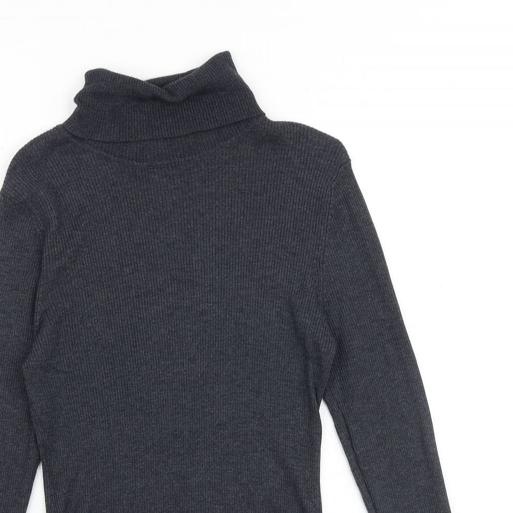 CASS Womens Grey Roll Neck Polyester Pullover Jumper Size L