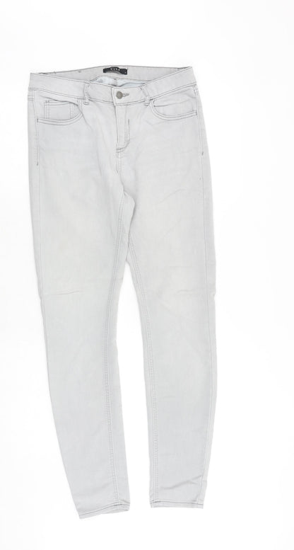 VILA Womens Grey Cotton Skinny Jeans Size 30 in Regular Zip