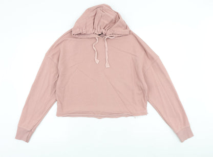 New Look Womens Pink Cotton Pullover Hoodie Size 10 Pullover