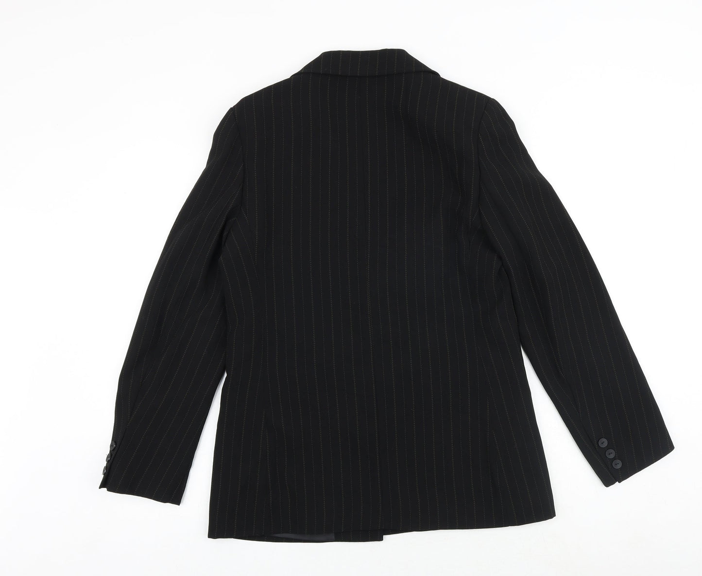 Klass Womens Black Pinstripe Polyester Jacket Suit Jacket Size 12