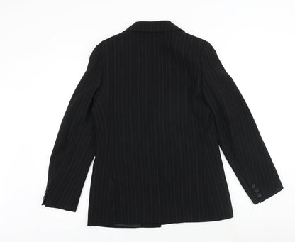 Klass Womens Black Pinstripe Polyester Jacket Suit Jacket Size 12