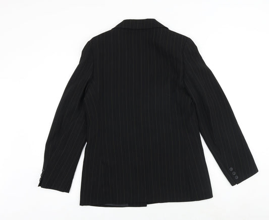 Klass Womens Black Pinstripe Polyester Jacket Suit Jacket Size 12