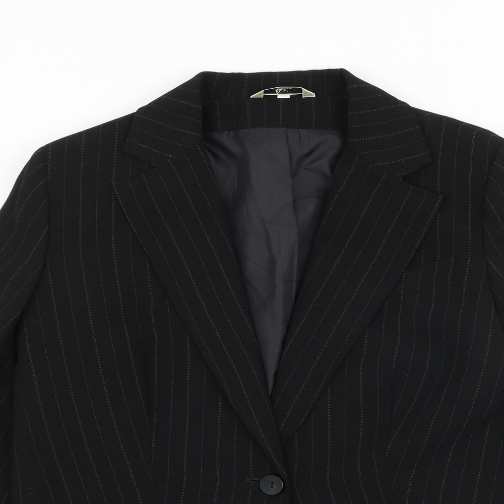 Klass Womens Black Pinstripe Polyester Jacket Suit Jacket Size 12