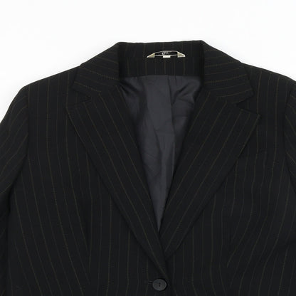Klass Womens Black Pinstripe Polyester Jacket Suit Jacket Size 12