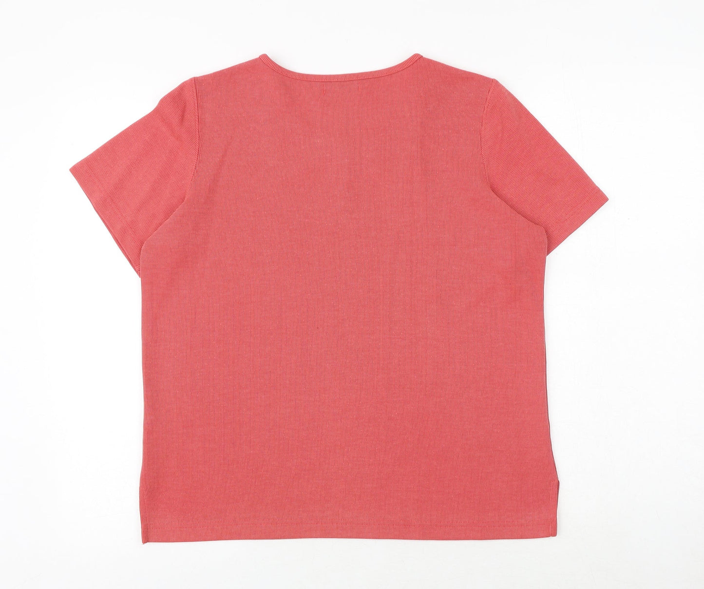 Bonmarché Womens Pink Striped Cotton Basic Blouse Size S Square Neck