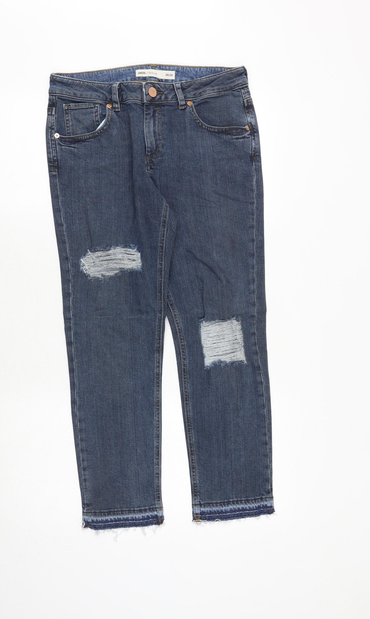 ASOS Womens Blue Cotton Straight Jeans Size 28 in Regular Zip