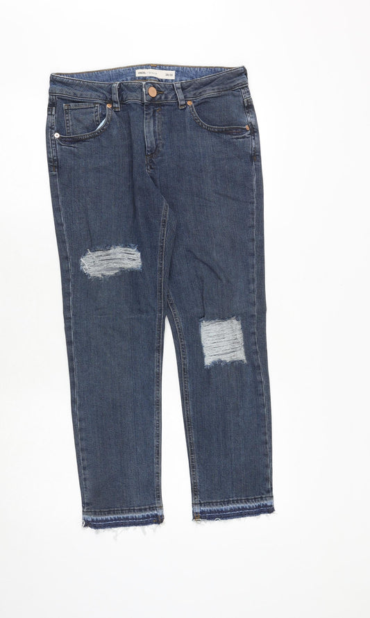 ASOS Womens Blue Cotton Straight Jeans Size 28 in Regular Zip
